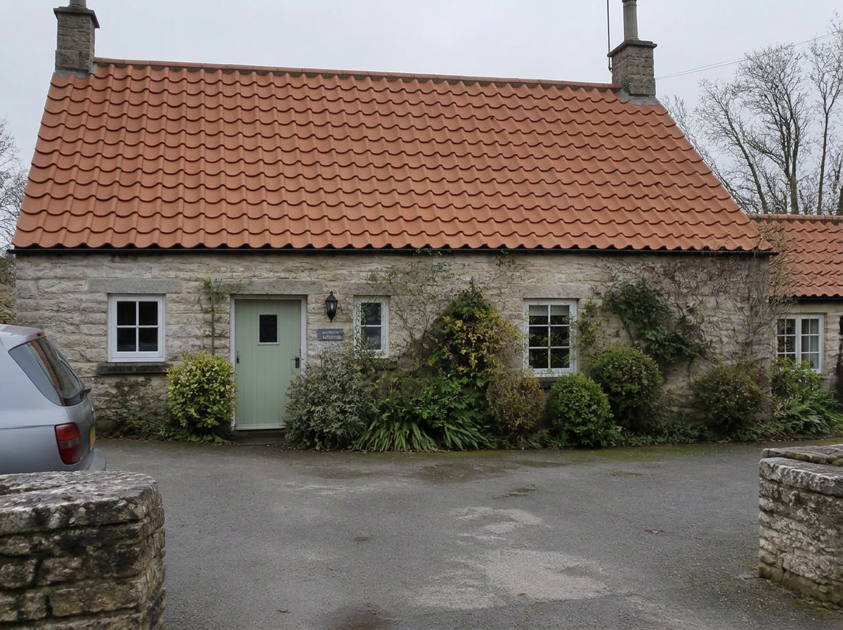 Black staining to original terracotta — roof after professional cleaning